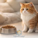 кіт сидить біля миски з кормом і не їсть