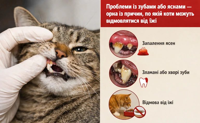 кіт не їсть через біль у зубах або яснах