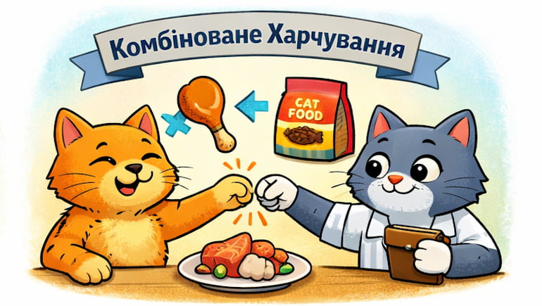 чи можна змішувати натуральне харчування і сухий корм для кота