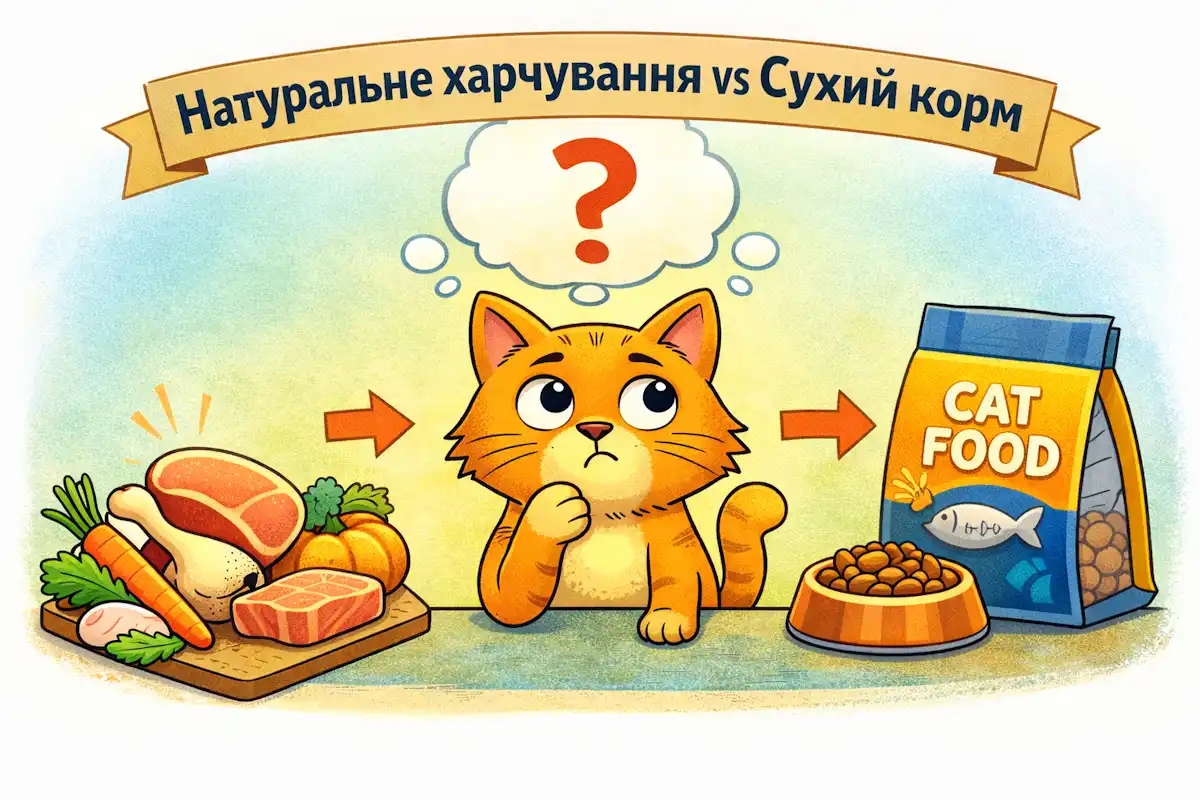 Натуральне харчування чи сухий корм для кота: що краще обрати