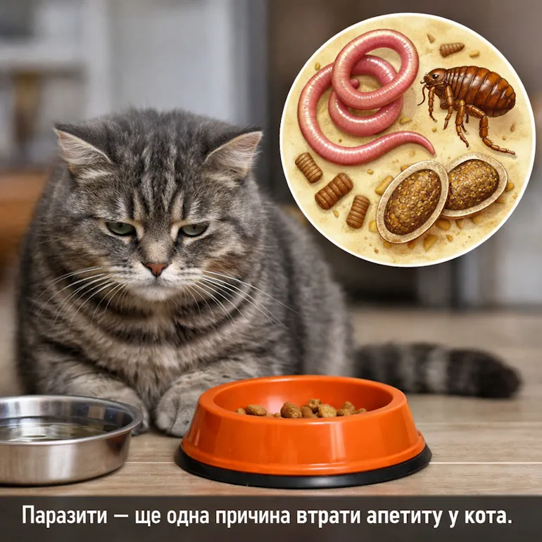 кіт не їсть через паразитів