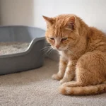 кіт сидить біля лотка виглядає слабким можливі проблеми з травленням