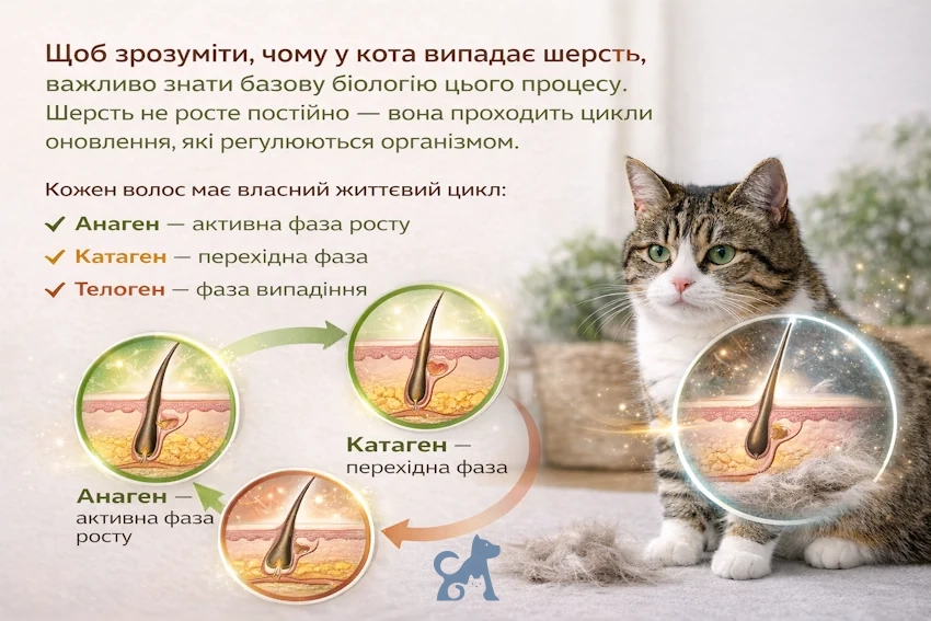цикл росту шерсті у кота анаген катаген телоген схема
