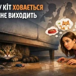 кіт ховається під диваном у квартирі