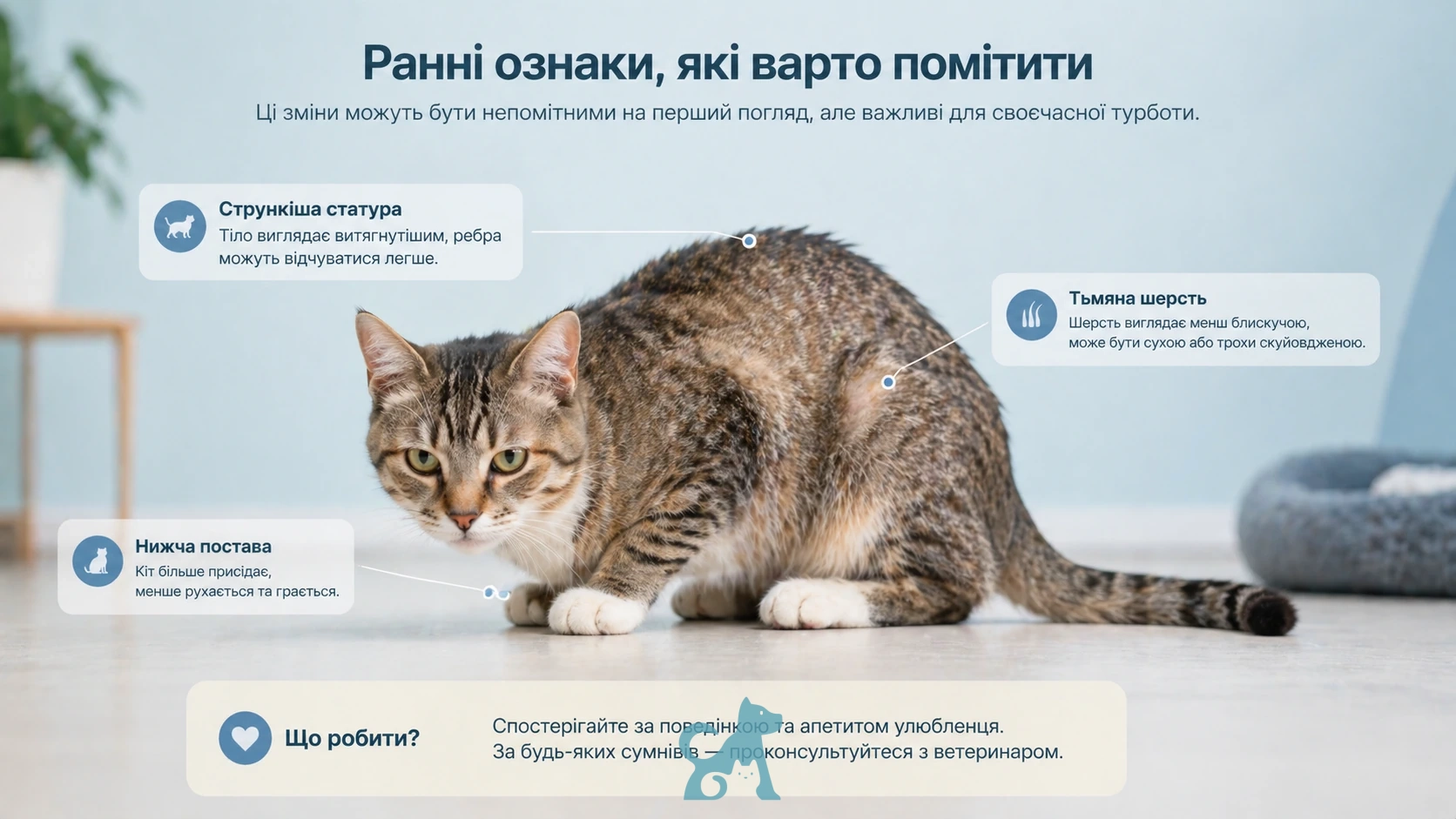симптоми глистів у котів ранні ознаки паразитів у кота тьмяна шерсть схуднення низька активність
