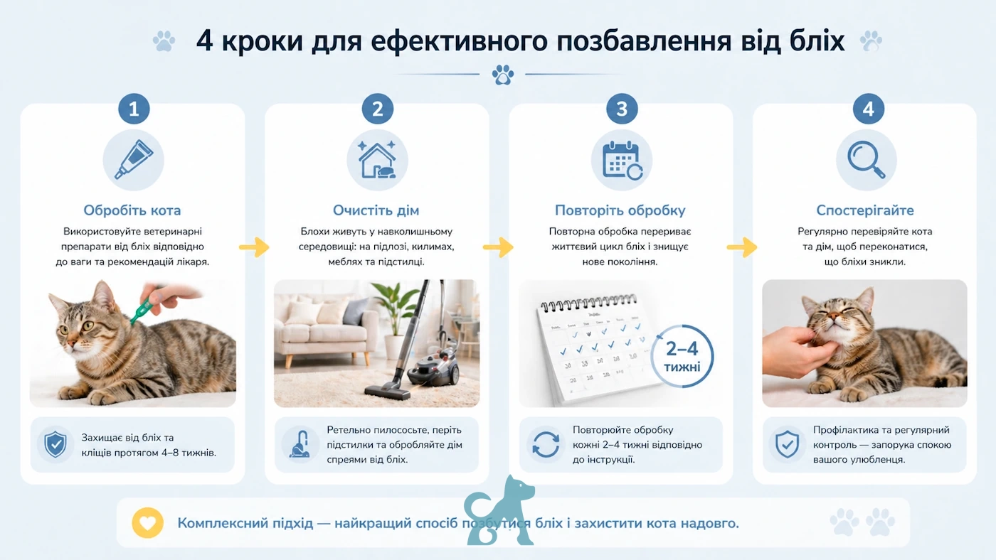 як позбутися бліх у кота — покроковий алгоритм обробка кота прибирання дому повторна обробка