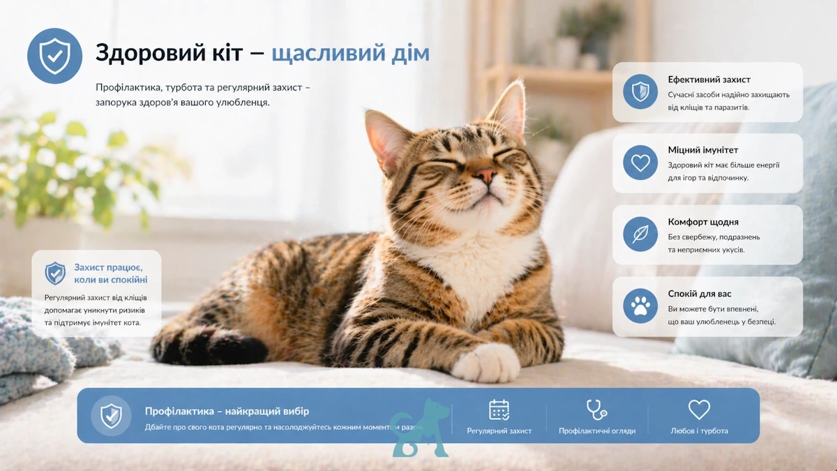 здоровий кіт без кліщів — результат профілактики та регулярного захисту