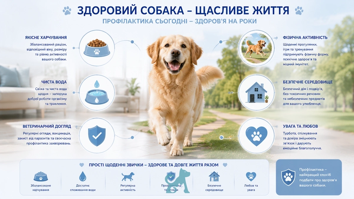 інфографіка про профілактику здоров’я собаки та важливість уваги до симптомів блювання