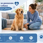 Власниця спостерігає за собакою вдома, звертаючи увагу на кашель, дихання та загальний стан