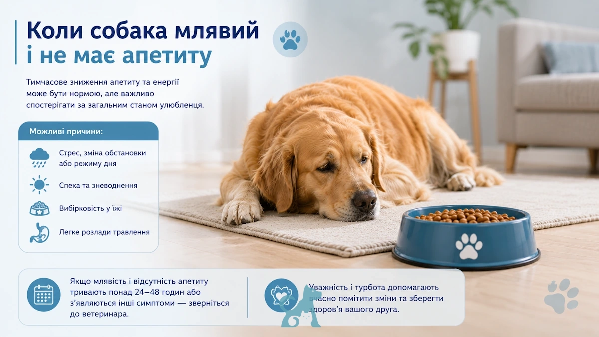 млявий собака лежить біля миски з кормом через можливе інфекційне захворювання
