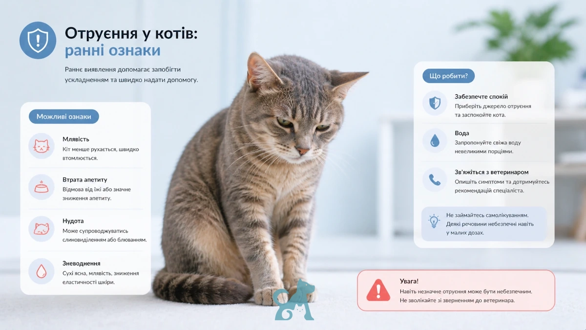 Отруєння у кота — симптоми, які більшість помічає занадто пізно (і що робити негайно)