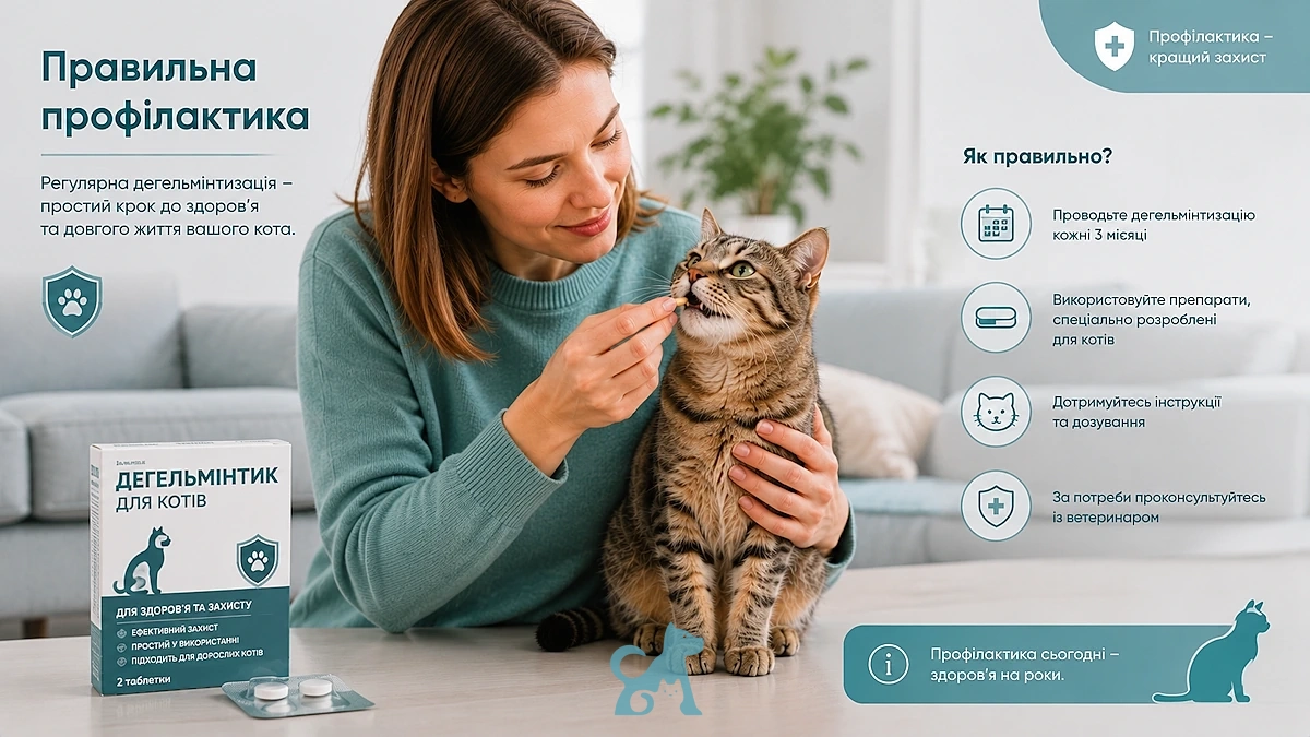 Регулярна дегельмінтизація кота для профілактики паразитів
