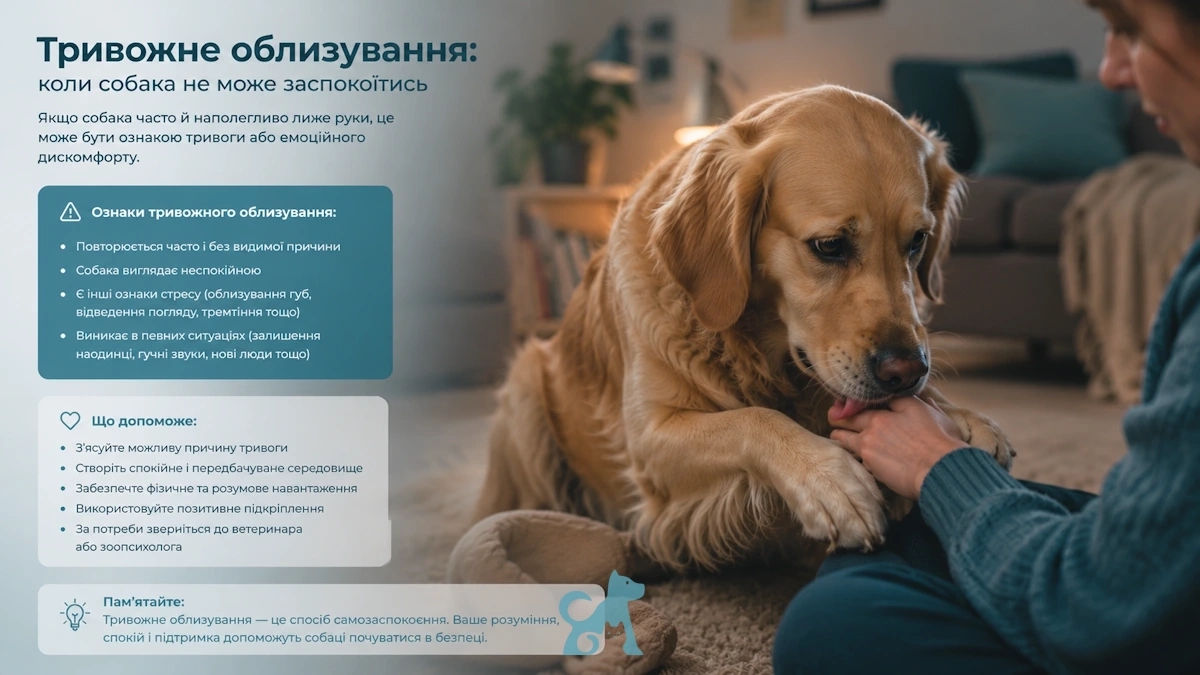 собака нав’язливо лиже руку господаря у домашній обстановці