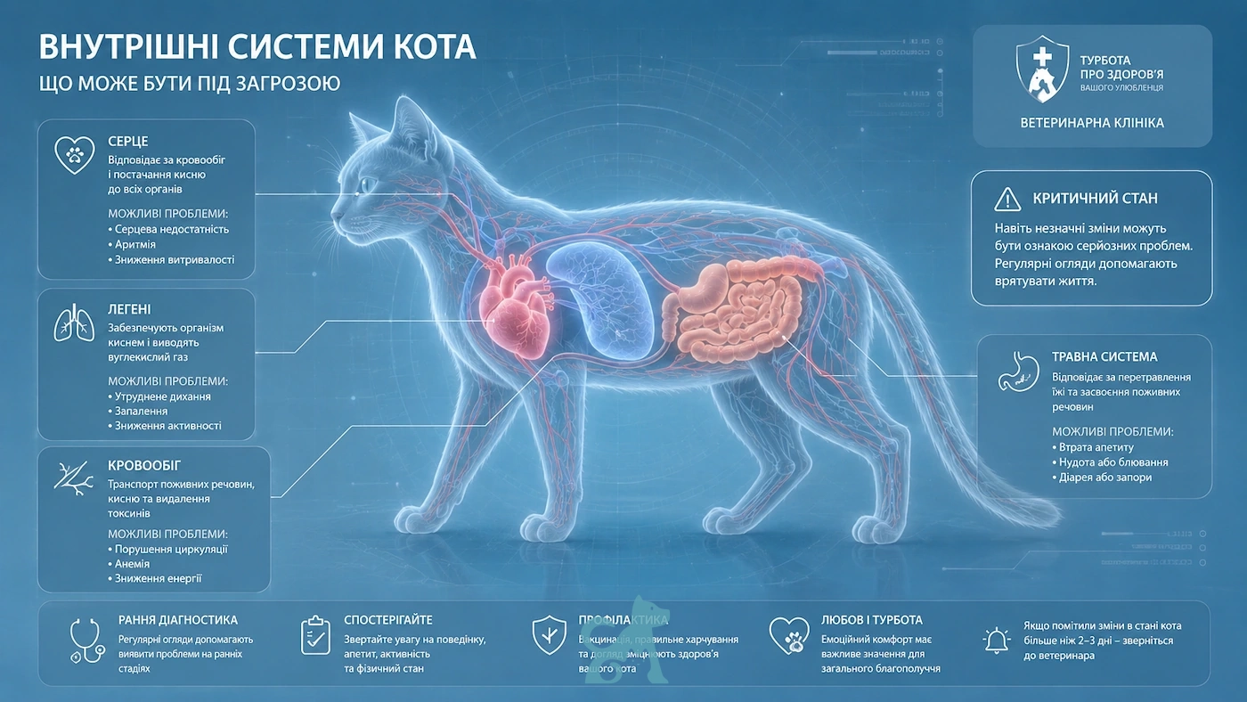 внутрішні системи організму кота при критичному стані