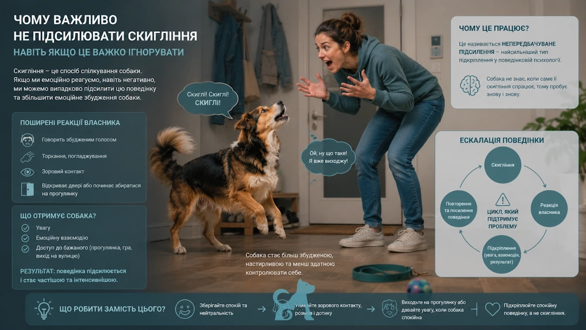 господарка емоційно реагує на скиглення собаки у квартирі