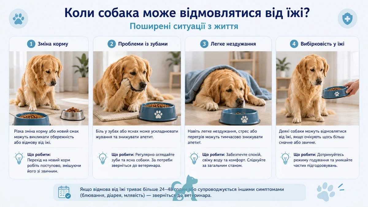 поширені життєві ситуації через які собака може відмовлятися від їжі