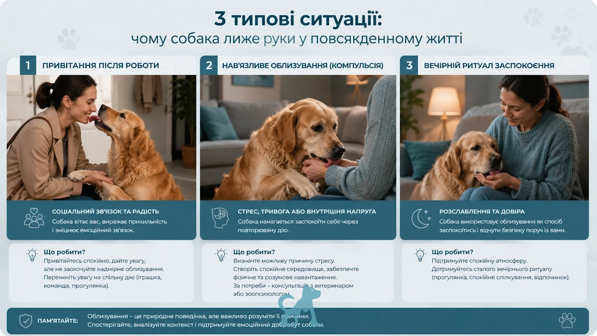 типові ситуації, коли собака лиже руки у повсякденному житті