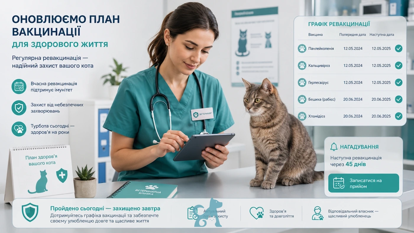 Ревакцинація підтримує захист організму кота та допомагає зберігати сильний імунітет протягом життя.