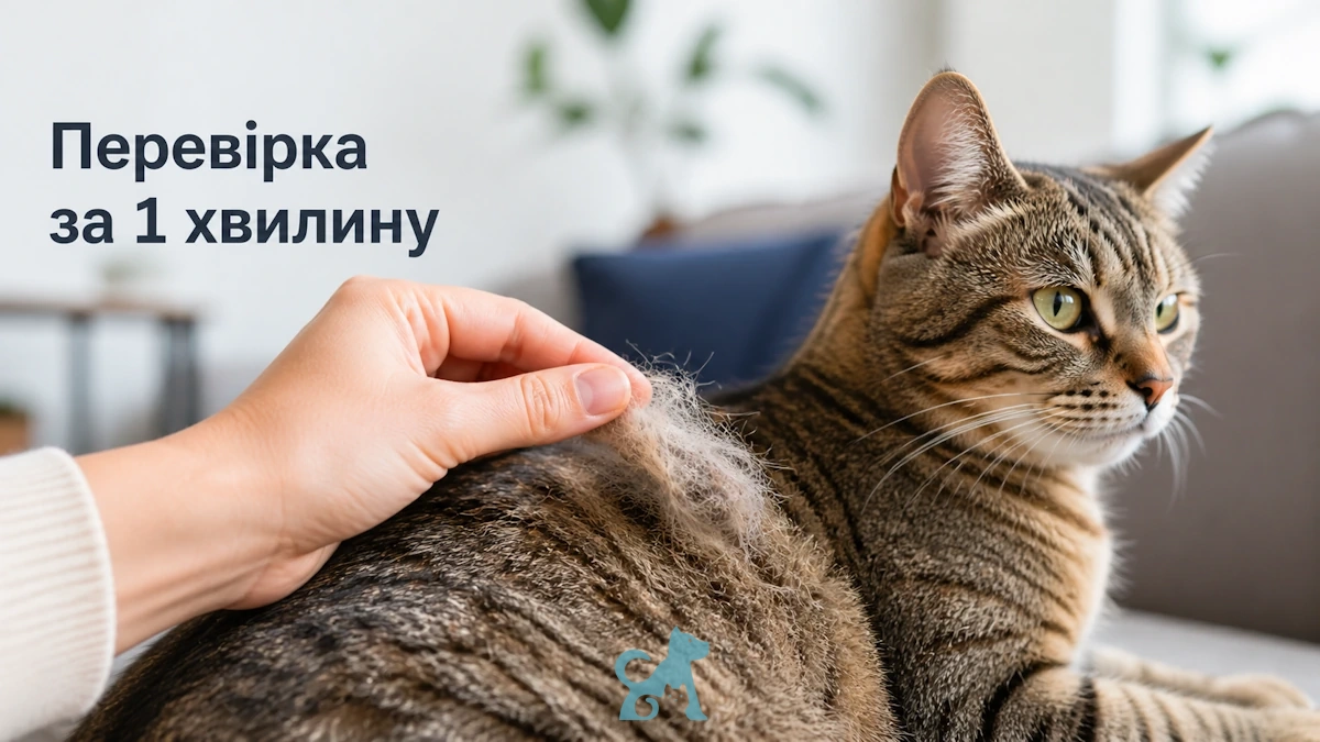 перевірка стану шерсті кота рукою під час линьки