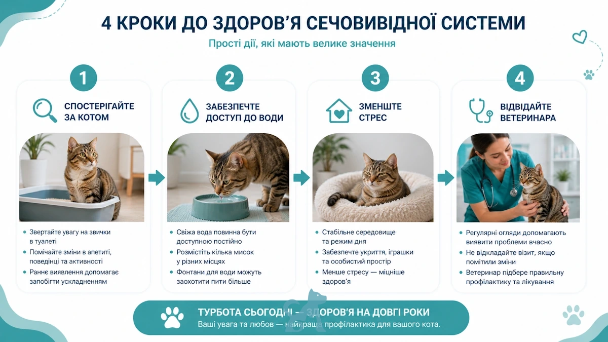 що робити при підозрі на сечокам’яну хворобу у кота покрокові дії