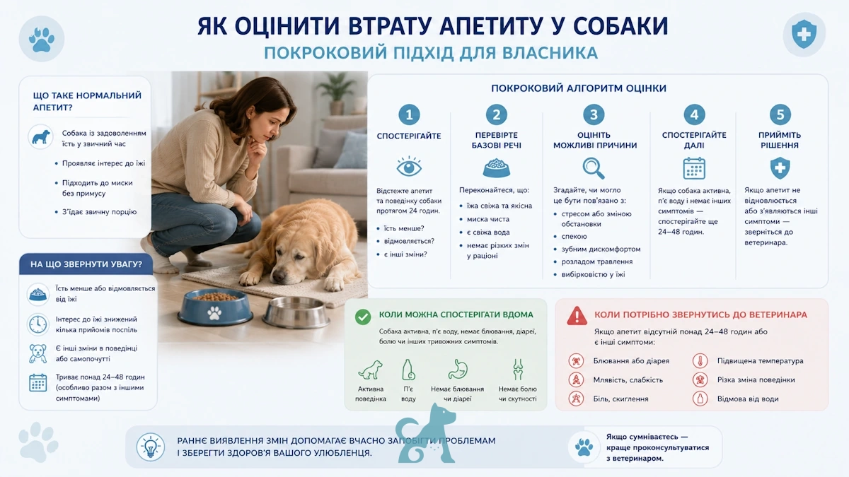 покроковий алгоритм оцінки втрати апетиту у собаки для власників