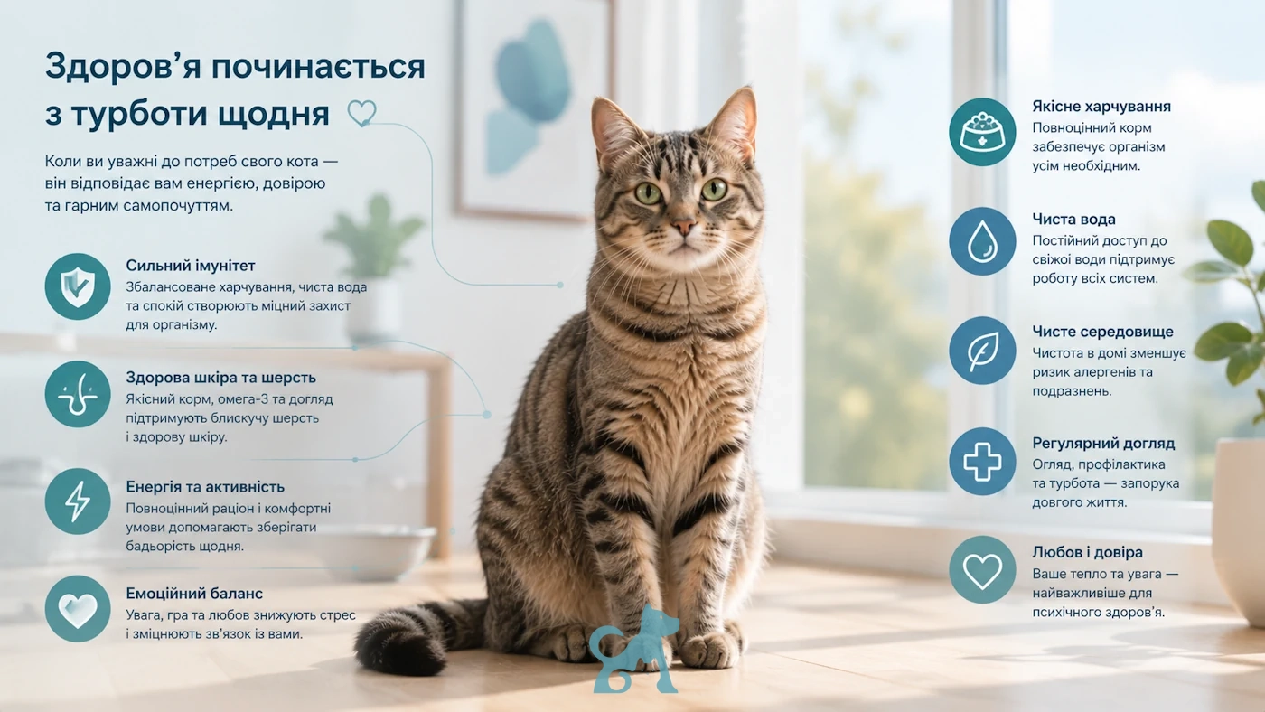 здоровий кіт сильний імунітет правильний догляд і харчування