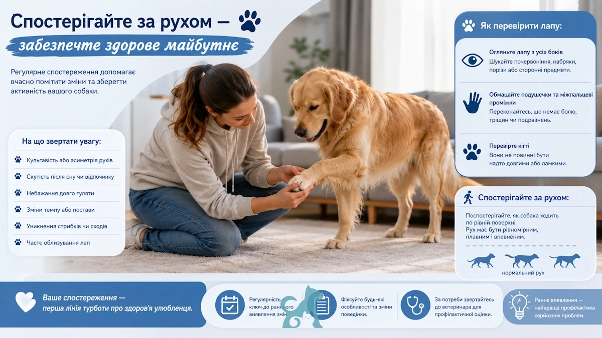 Власниця оглядає лапу собаки вдома під час швидкої самоперевірки стану здоров’я
