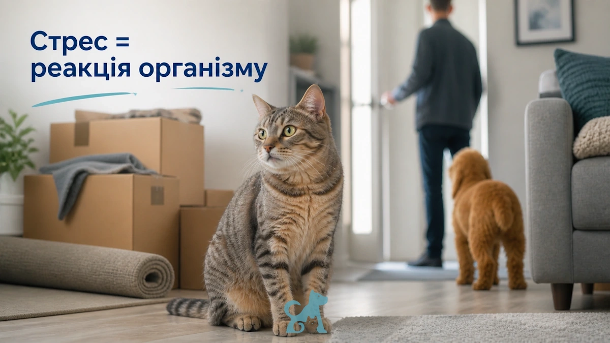 кіт у новому середовищі з коробками під час переїзду — стрес як причина проблем з травленням