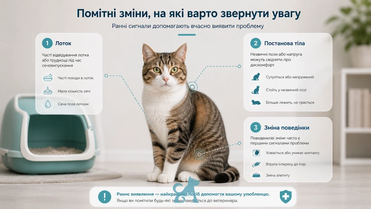 симптоми циститу у кота зміни поведінки лоток поза тіла інфографіка