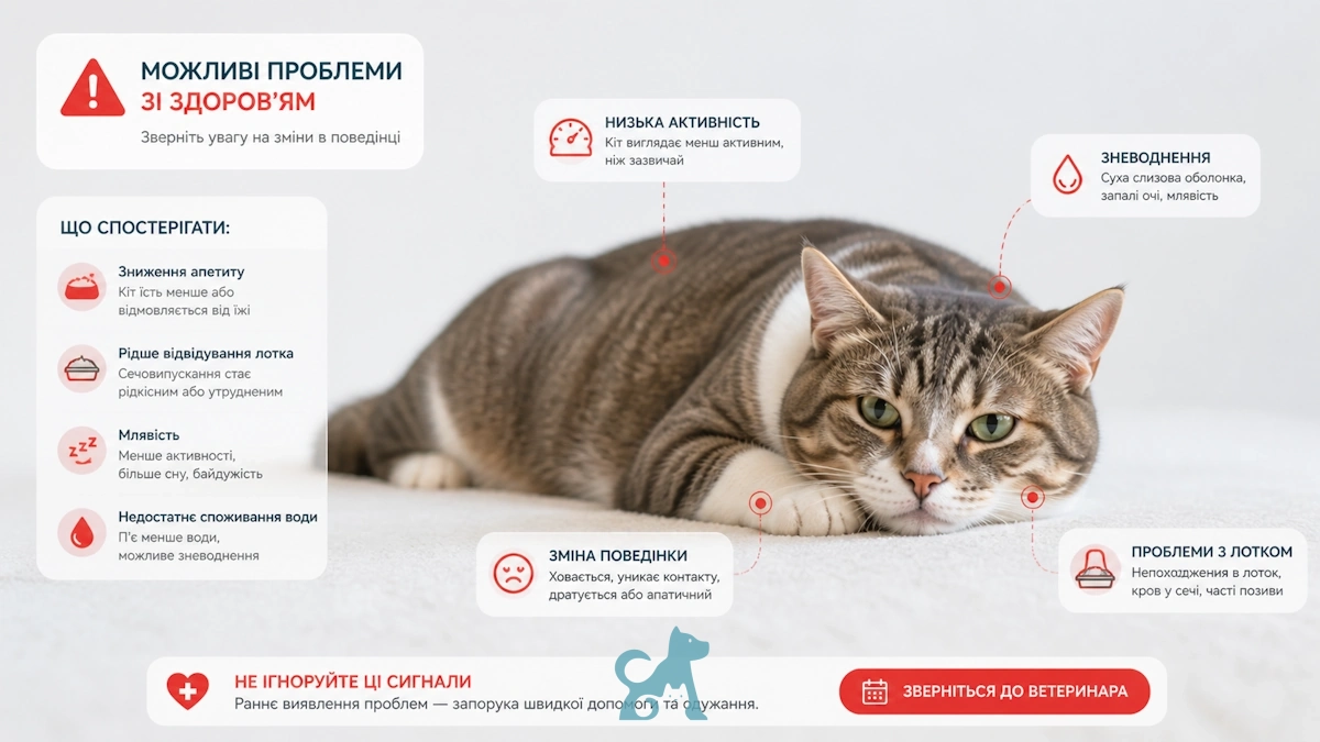 ознаки серйозних проблем зі здоров’ям у кота симптоми циститу інфографіка