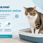 кіт сидить у лотку як ознака циститу та проблем із сечовипусканням