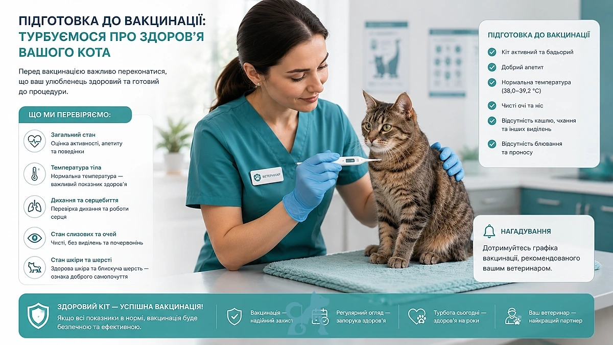 підготовка кота до вакцинації ветеринарний огляд перед щепленням