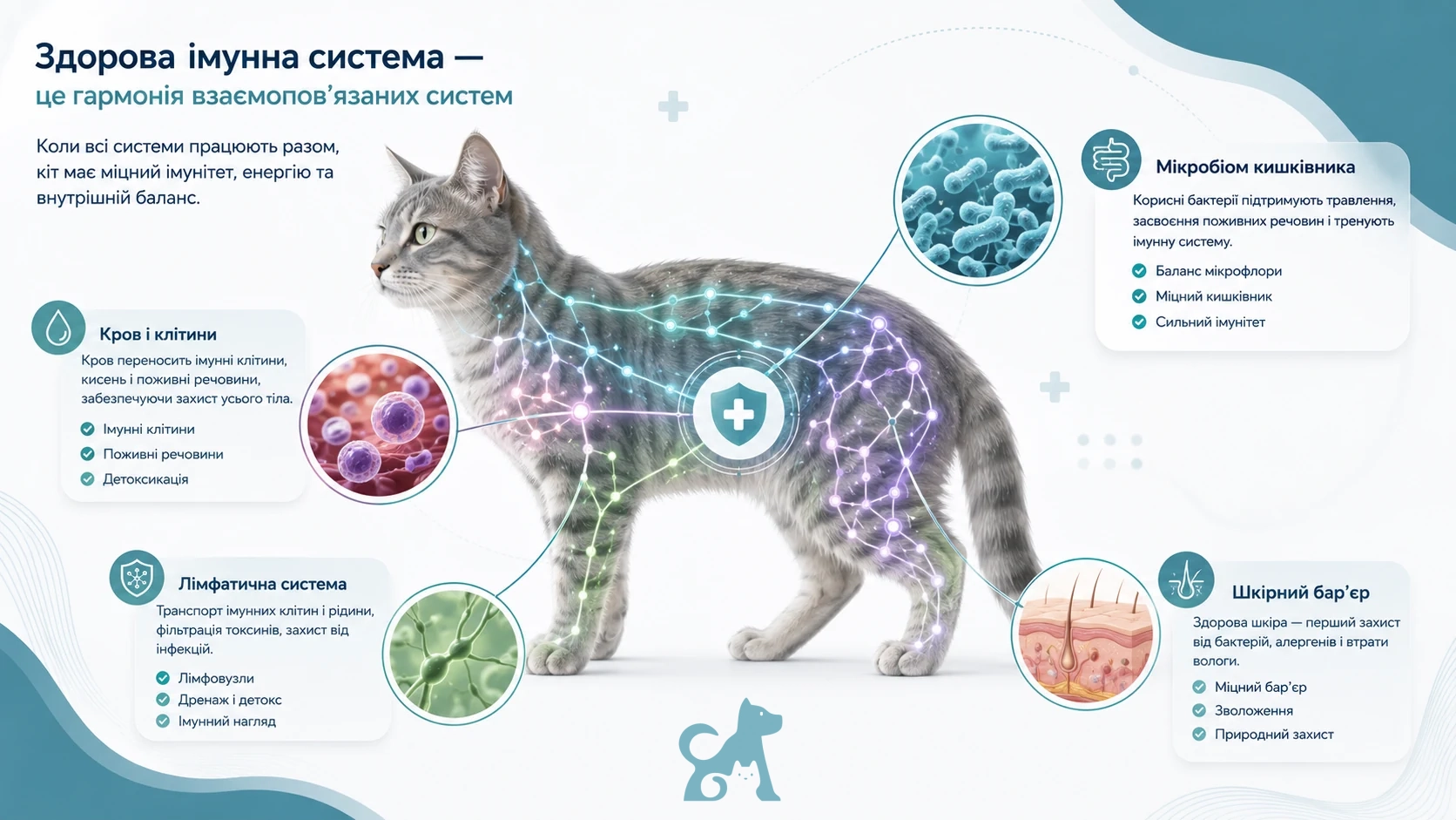 як працює імунна система кота мікробіом лімфатична система шкіра