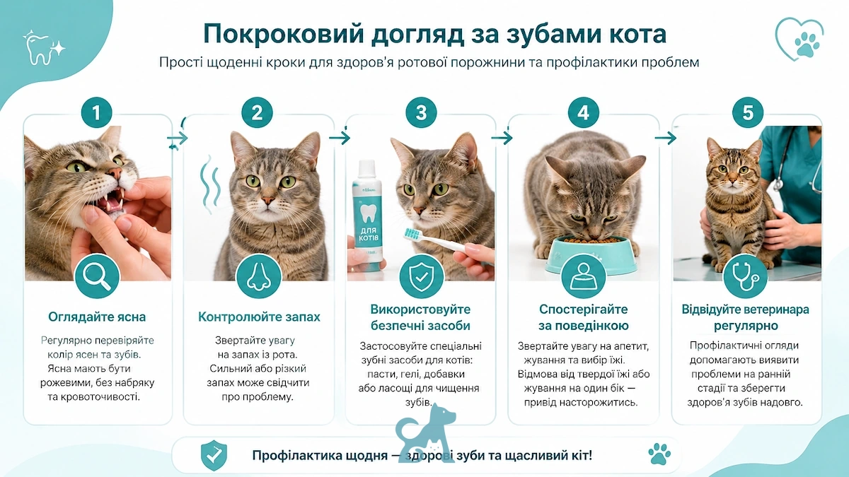 покроковий догляд за зубами кота — огляд ясен, чистка зубів і профілактика